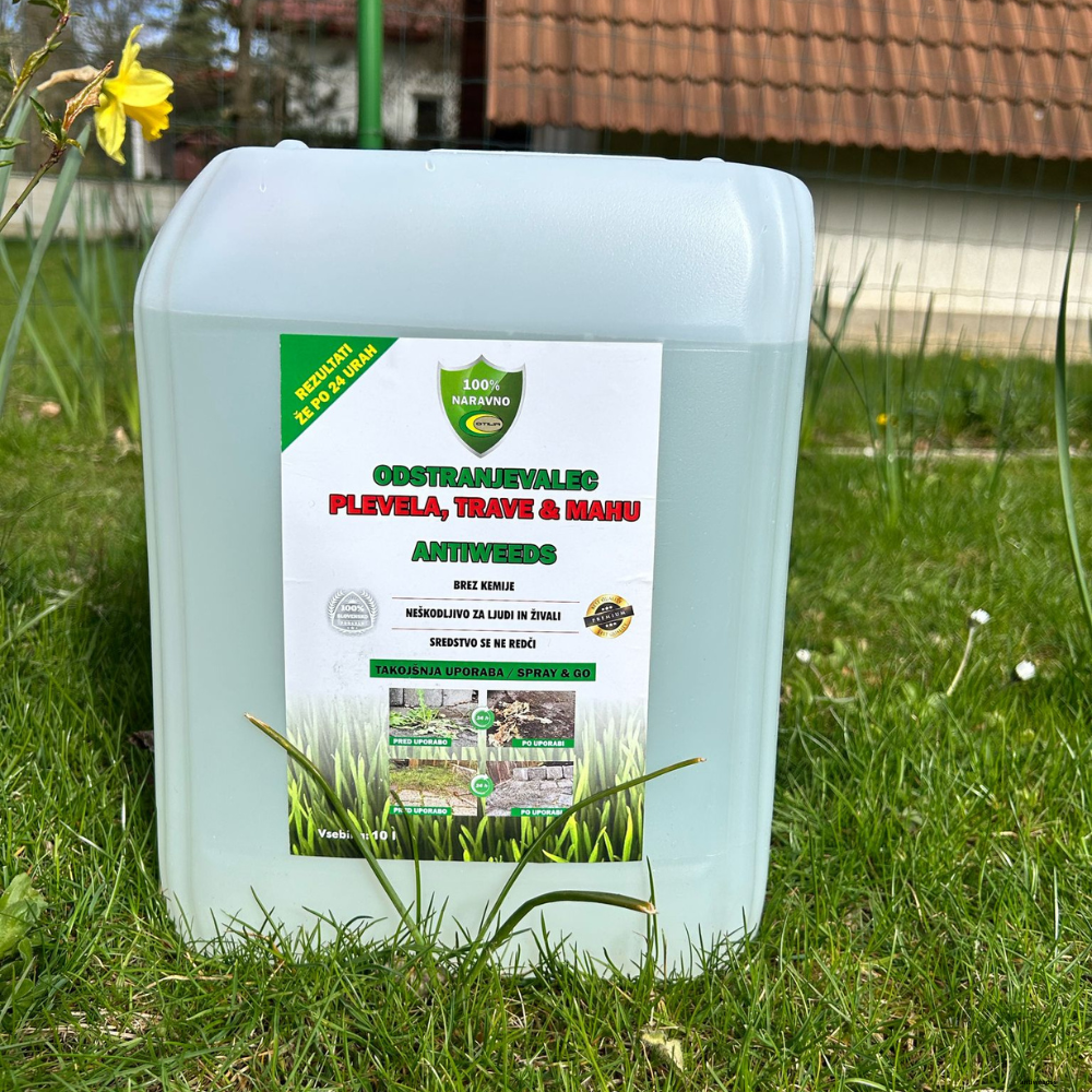 naravno sredstvo proti plevelu antiweeds 10l za večje površine učinkovito odstranjevanje plevela