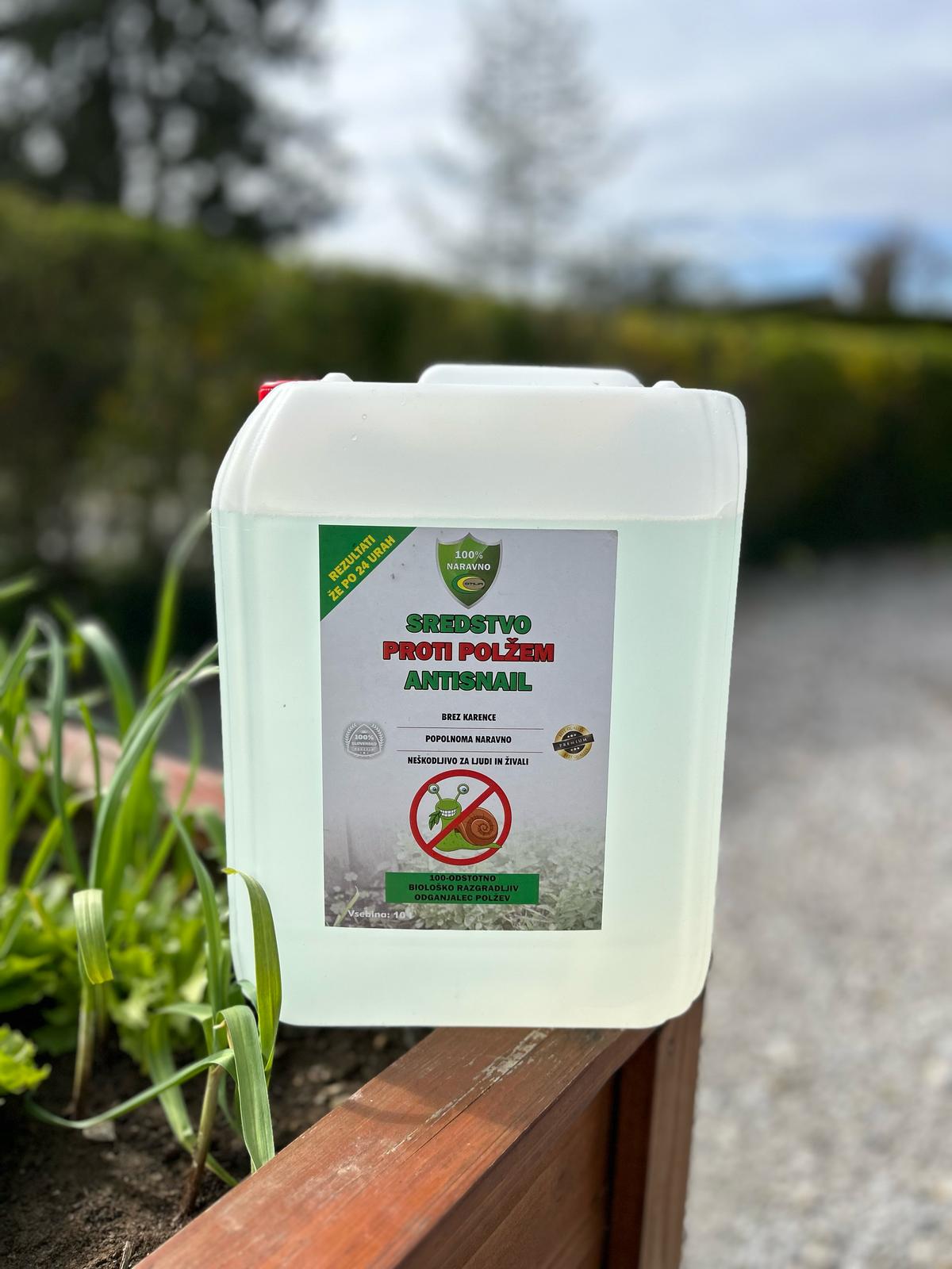 naravno sredstvo proti polžem antisnail 10l za velike površine profesionalna zaščita vrta