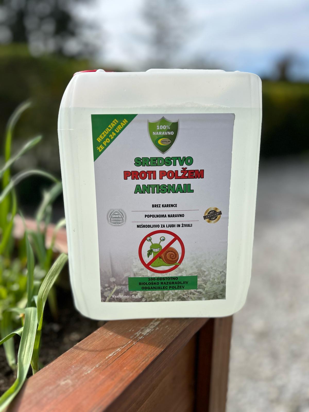 naravno sredstvo proti polžem antisnail 5l za srednje površine zaščita rastlin